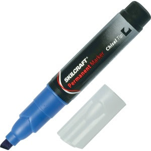 AbilityOne 7520009731060 SKILCRAFT Tube Type Permanent Board Marker - Fine Point Type - Chisel Point Style - Blue - 1 Dozen