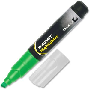 AbilityOne 7520011660682 SKILCRAFT Chisel Tip Tube Type Fluorescent Highlighter - Chisel Point Style - Fluorescent Green - 1 Dozen