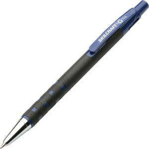 AbilityOne 7520013527310 SKILCRAFT Rubberized Barrel Retractable Ballpoint Pen - Fine Point Type - Refillable - Blue - Rubber Barrel - 1 Dozen