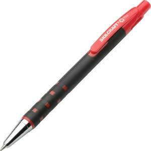 AbilityOne 7520013527311 SKILCRAFT Rubberized Barrel Retractable Ballpoint Pen - Fine Point Type - Refillable - Red - Rubber Barrel - 1 Dozen