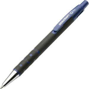 AbilityOne 7520013687772 SKILCRAFT Rubberized Barrel Retractable Ballpoint Pen - Medium Point Type - Refillable - Blue - Rubber Barrel - 1 Dozen