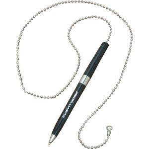 AbilityOne 7520014493740 SKILCRAFT Chain Pen - Medium Point Type - Refillable - Black - Black Rubber Barrel - 1 Dozen