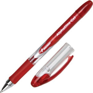 AbilityOne 7520015005213 SKILCRAFT Alpha Elite Gel Pen - Medium Point Type - Red Gel-based Ink - Clear Barrel - 1 Dozen