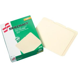 AbilityOne 7530002822507 SKILCRAFT Manila File Folder - Letter - 8 1/2" x 11" Sheet Size - 3/4" Expansion - 1/3 Tab Cut - 11 pt. Folder Thickness - Manila - Manila - 100 / Box