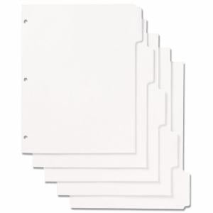 AbilityOne 7530009594441 SKILCRAFT Loose-leaf Binder Index Sheet Set - 100 x Divider(s) - 5 Tab(s) - 5 Tab(s)/Set - 8.5" Divider Width x 11" Divider Length - Letter - 3 Hole Punched - White Divider - White Tab(s) - 5 / Set