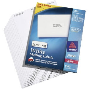 AbilityOne 7530012898191 SKILCRAFT Self-Adhesive Laser Label - 2.62" Width x 1" Length - 100 / Box - Bright White