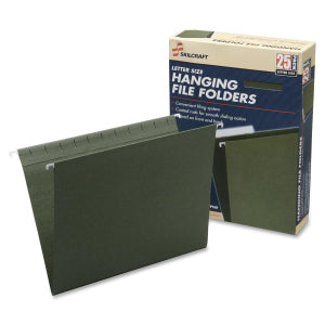 AbilityOne 7530013649498 SKILCRAFT Hanging File Folder - Letter - 8 1/2" x 11" Sheet Size - 2" Expansion - 1/5 Tab Cut - 11 pt. Folder Thickness - Paperboard - Green - 1 / Box