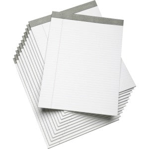 AbilityOne 7530014471353 SKILCRAFT Writing Pad - 50 Sheets - 0.31" Ruled - 16 lb Basis Weight - Letter 8 1/2" x 11" - White Paper - Gray Binder - Perforated, Back Board - 1Dozen