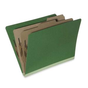 AbilityOne 7530015567916 SKILCRAFT Pressboard Classification Folder - Letter - 8.5" x 11" - 2 Dividers - 2" Expansion - 10 / Box - 25pt. - Dark Green