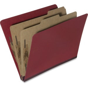 AbilityOne 7530015567917 SKILCRAFT Pressboard Classification Folder - Letter - 8 1/2" x 11" Sheet Size - 2" Expansion - Prong Fastener - 1" Fastener Capacity for Folder - 2 Divider(s) - 25 pt. Folder Thickness - Pressboard - Dark Red - Recycled - 10 / Bo