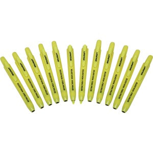 AbilityOne 7520015548210 SKILCRAFT Retractable Highlighter - Medium, Fine Point Type - Chisel Point Style - Yellow - 1 Dozen