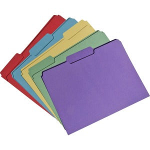 AbilityOne 7530015664138 SKILCRAFT Recycled Single-ply Top Tab File Folder - Letter - 8 1/2" x 11" Sheet Size - 3/4" Expansion - 1/3 Tab Cut - Assorted Position Tab Location - 11 pt. Folder Thickness - Blue, Red, Green, Yellow, Purple - Recycled - 100 /