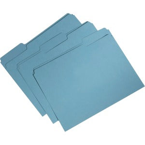 AbilityOne 7530015664131 SKILCRAFT Recycled Single-ply Top Tab File Folder - Letter - 8 1/2" x 11" Sheet Size - 3/4" Expansion - 1/3 Tab Cut - Assorted Position Tab Location - 11 pt. Folder Thickness - Blue - Recycled - 100 / Box