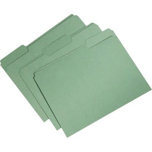AbilityOne 7530015664132 SKILCRAFT Recycled Single-ply Top Tab File Folder - Letter - 8 1/2" x 11" Sheet Size - 3/4" Expansion - 1/3 Tab Cut - Assorted Position Tab Location - 11 pt. Folder Thickness - Bright Green - Recycled - 100 / Box