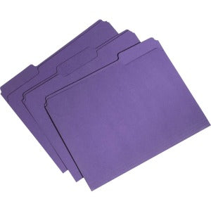 AbilityOne 7530015664135 SKILCRAFT Recycled Single-ply Top Tab File Folder - Letter - 8 1/2" x 11" Sheet Size - 3/4" Expansion - 1/3 Tab Cut - Assorted Position Tab Location - 11 pt. Folder Thickness - Purple - Recycled - 100 / Box