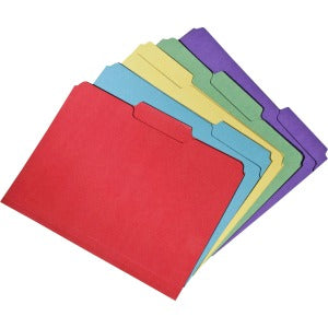 AbilityOne 7530015664143 SKILCRAFT Recycled Double-ply Top Tab File Folder - Letter - 8 1/2" x 11" Sheet Size - 3/4" Expansion - 1/3 Tab Cut - Assorted Position Tab Location - 11 pt. Folder Thickness - Red, Blue, Green, Yellow, Purple - Recycled - 100 /