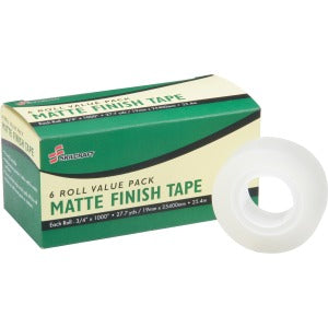 AbilityOne 7510015806226 SKILCRAFT 7510-01-580-6226 Matte Finish Transparent Tape - 0.75" Width x 1000" Length - 1" Core - Photo-safe, Non-yellowing, Split Resistant, Tear Resistant - 6 / Pack - Clear