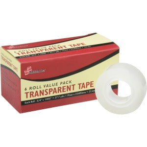 AbilityOne 7510015806225 SKILCRAFT 7510-01-580-6225 Glossy Finish Transparent Tape - 0.75" Width x 1000" Length - 1" Core - Stain Resistant, Moisture Resistant - 6 / Pack - Clear