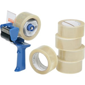 AbilityOne 7510015796872 SKILCRAFT 7510-01-579-6872 Packaging Tape with Dispenser - 2" Width x 55 yd Length - Polypropylene - 3.10 mil - Acrylic Backing - Dispenser Included - Pistol Grip Dispenser - 6 / Pack - Clear