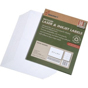 AbilityOne 7530015789299 SKILCRAFT 7530-01-578-9299 Name Badge Label - 2.33" Width x 3.38" Length - 8 / Sheet - Rectangle - Laser, Inkjet - White - 400 / Box
