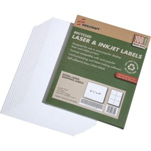 AbilityOne 7530015789294 SKILCRAFT 7530-01-578-9294 Extra Large Shipping Label - 3.33" Width x 4" Length - 6 / Sheet - Rectangle - Laser, Inkjet - White - 600 / Box