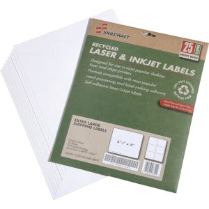 AbilityOne 7530015789295 SKILCRAFT 7530-01-578-9295 Extra Large Shipping Label - 3.33" Width x 4" Length - 6 / Sheet - Rectangle - Laser, Inkjet - White - 150 / Pack