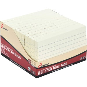 AbilityOne 7530013464849 SKILCRAFT 7530-01-346-4849 Self-Stick Note Pad - 3" x 5" - Yellow - Paper - 12 / Dozen
