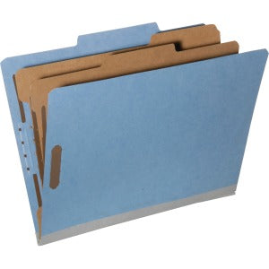 AbilityOne 7530014181314 SKILCRAFT Tyvek Reinforced Classification Folder - Letter - 8 1/2" x 11" Sheet Size - 2" Expansion - 2" Fastener Capacity for Folder - 2/5 Tab Cut - 2 Divider(s) - Pressboard - Blue - Recycled - 10 / Box