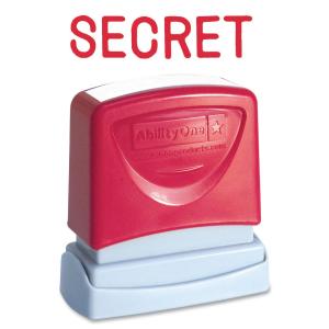 AbilityOne 7520012074119 SKILCRAFT Pre-Inked Message Stamp - SECRET Message Stamp - 0.5" x 1.75" - Red
