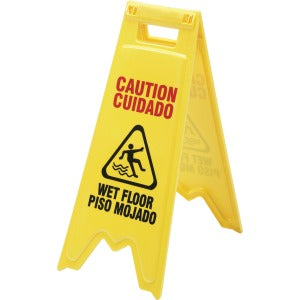 AbilityOne 9905015882362 SKILCRAFT Wet Floor Sign - "Wet Floor" Preprinted - 11" x 28" - Yellow