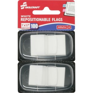 AbilityOne 7510013152022 SKILCRAFT Repositionable Self-stick Flags - White - Repositionable, Self-adhesive, Removable - 100 / Pack