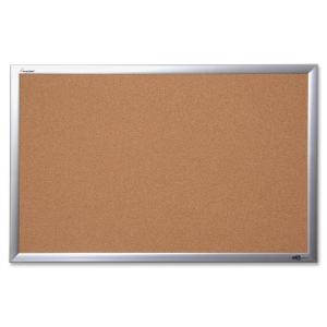 AbilityOne 7195014840010 SKILCRAFT Aluminum Frame Natural Cork Bulletin Board - 36" Height x 48" Width - Natural Cork Surface - Durable, Laminated, Self-healing - Anodized Aluminum Frame - 1 Each