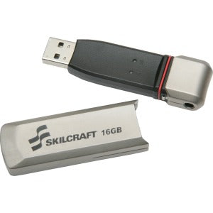 AbilityOne 7045015999356 SKILCRAFT 10-key PIN-pad USB Flash Drive - 16 GB - USB 2.0 - Silver - 1 Pack - Tamper Evident, Water Proof, Dust Proof, Rugged Design, Encryption Support