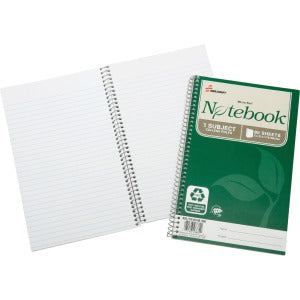 AbilityOne 7530016002017 SKILCRAFT 1 Subject Spiral Notebook - 80 Sheets - Wire Bound - 17 lb Basis Weight - 6" x 9 1/2" - White Paper - Subject, Archival, Chlorine-free, Acid-free - Recycled - 3 / Pack