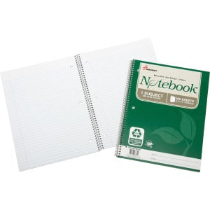 AbilityOne 7530016002025 SKILCRAFT Single-Subject Recycled Spiral Notebook - 100 Sheets - Wire Bound - Ruled Red Margin - 17 lb Basis Weight - Letter 8 1/2" x 11" - White Paper - Acid-free, Micro Perforated, Easy Tear, Chlorine-free, Archival - Recycled