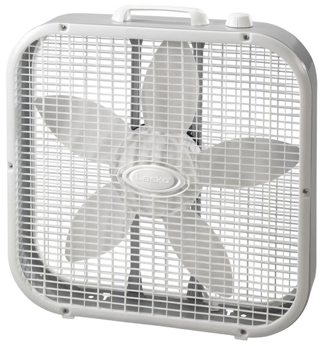 Lasko 3733 20" 3-Speed Box Fan with Save Smart, White