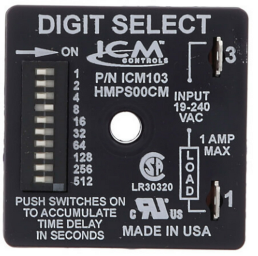 ICM Controls ICM103B Delay On Make Relays Time (Switch Selectable Time Delay)