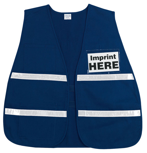 MCR Safety ICV203 Blue Incident Command Safety Vest Polyester Cotton Fabric  1 Inch White Reflective Stripes Hook and Loop Front Closure (1 EA)