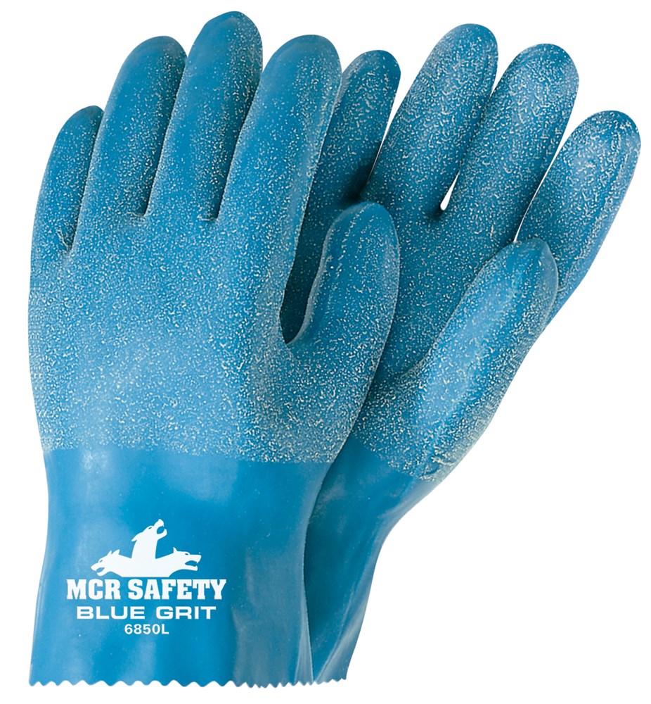 MCR Safety 6850S Blue Grit® Series Textured Rubber Coated Work Gloves 10 Inch Length Fully Coated Comfortable Interlock Lining (1 DZ)