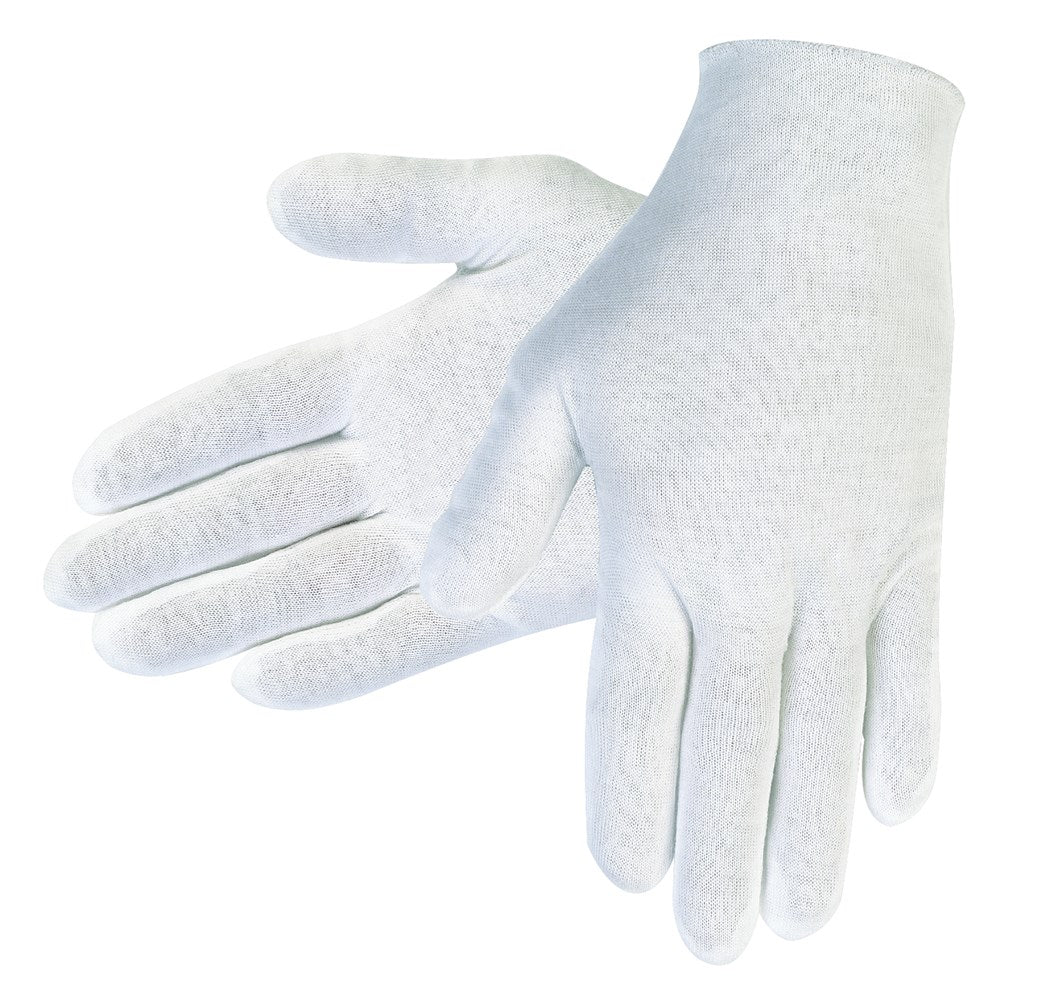 MCR Safety 8610CJ White Inspectors Gloves Reversible and Unhemmed 100% Cotton Lisle Straight Thumb XL Size (1 DZ)