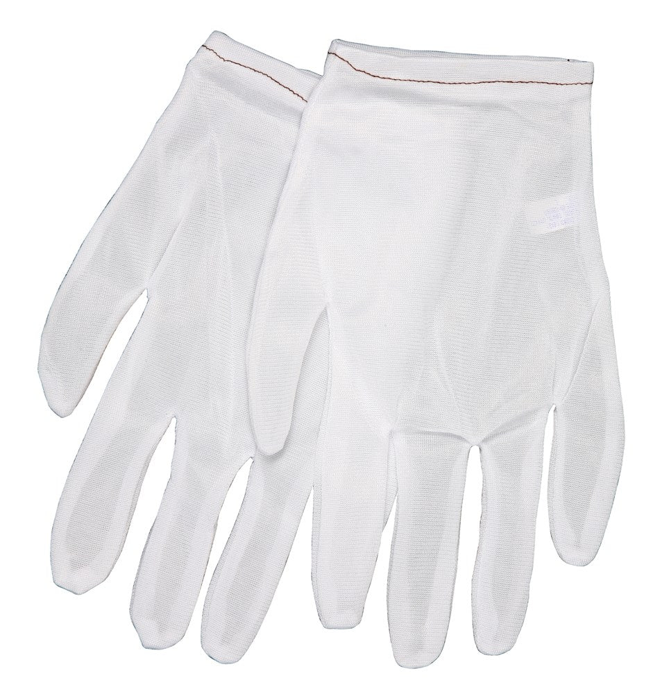 MCR Safety 8700S White Inspectors Gloves Reversible and Hemmed 100% Nylon, Low Lint Straight Thumb (1 DZ)