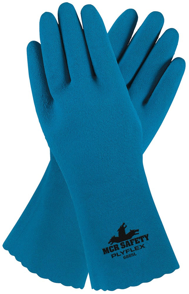 MCR Safety 6885XXL MCR Safety PlyFlex™ Textured Rubber Coated Work Gloves 12 Inch Length Fully Coated Comfortable Interlock Lining Treated with ActiFresh® (1 DZ)