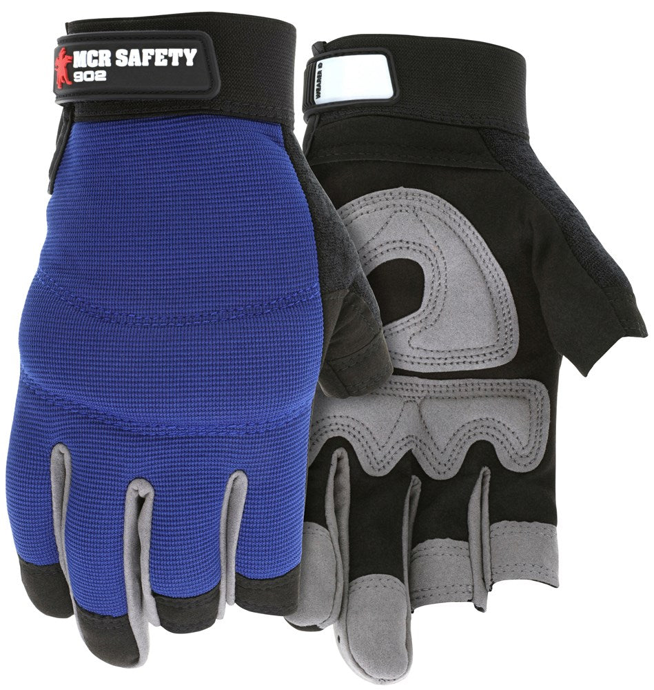 MCR Safety 902M MCR Safety Mechanics Gloves Synthetic Leather Palm G Shape Gel Palm Pad (1 Pair)