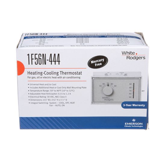 White Rodgers 1F56N-444 Non-Programmable, 1H/1C, Mechanical Thermostat w/ 3-Wire Zone Mounting Plate