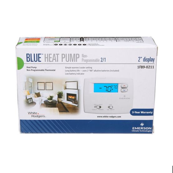 White Rodgers 1F89-0211 Non-Programmable Blue Thermostat, 2/1HP