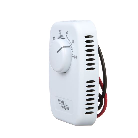 White Rodgers 1G66-641 Line Voltage Mechanical Bimetal, DPST, Open on Rise, No Thermometer, Wallplate Included, w/ OFF Position (White)