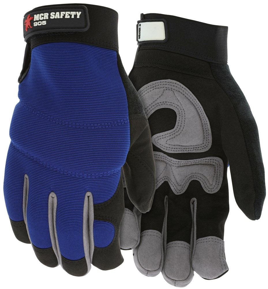 MCR Safety 905XL MCR Safety Mechanics Gloves Synthetic Leather Palm Adjustable Hook and Loop Wrist Closure (1 Pair)