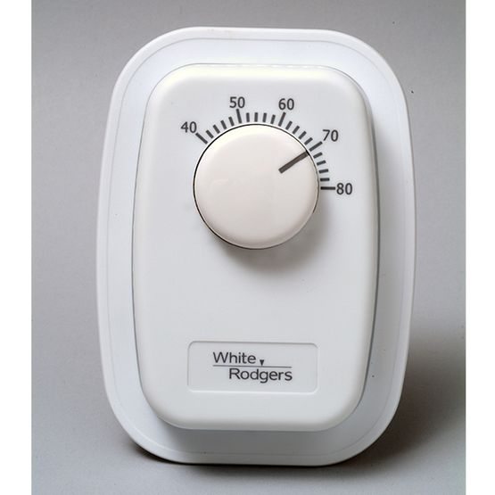 White Rodgers 1G65-641 Line Voltage Mechanical Bimetal, SPST, Open on Rise, No Thermometer, Wallplate Included (White)