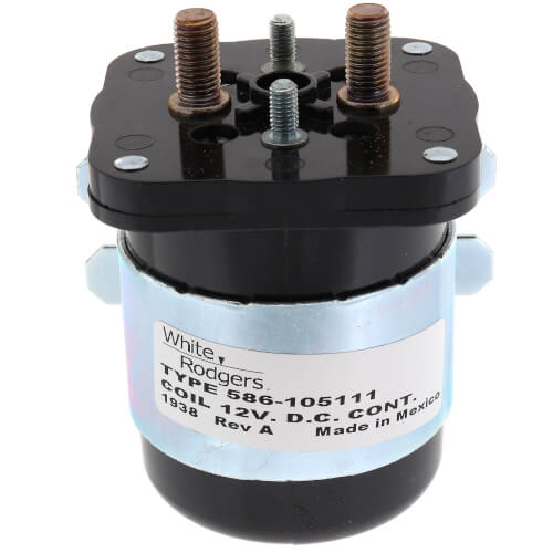 White Rodgers 586-105111 Solenoid, SPNO, 12 VDC Isolated Coil, Normally Open Continuous Contact Rating 200 Amps, Inrush 600 Amps