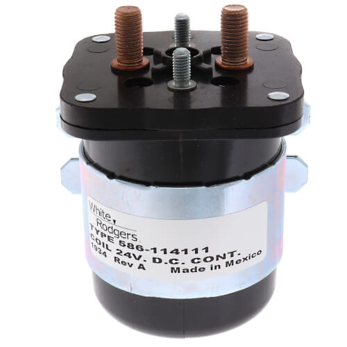 White Rodgers 586-114111 Solenoid, SPNO, 24 VDC Isolated Coil, Normally Open Continuous Contact Rating 200 Amps, Inrush 600 Amps